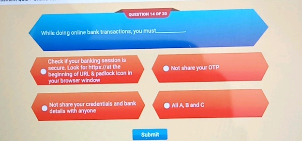 QUESTION 14 OF 20 While doing online bank | StudyX
