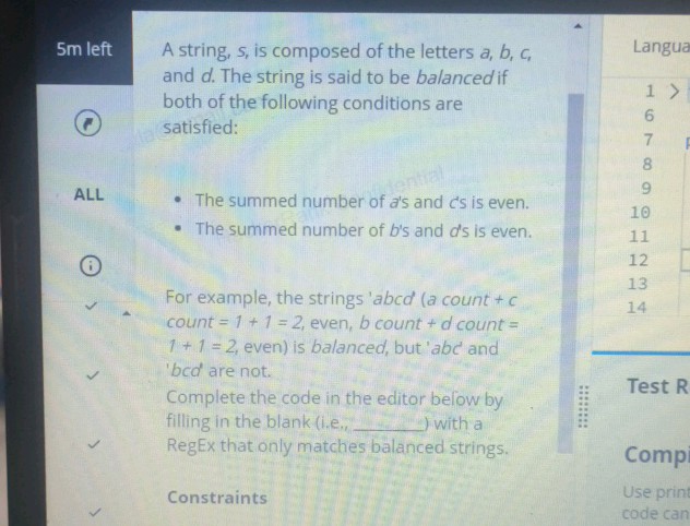 5 m left A string s is composed of the