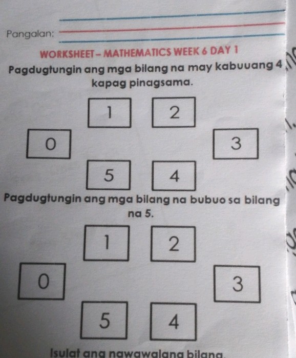 Pangalan WORKSHEET - MATHEMATICS WEEK 6 | StudyX