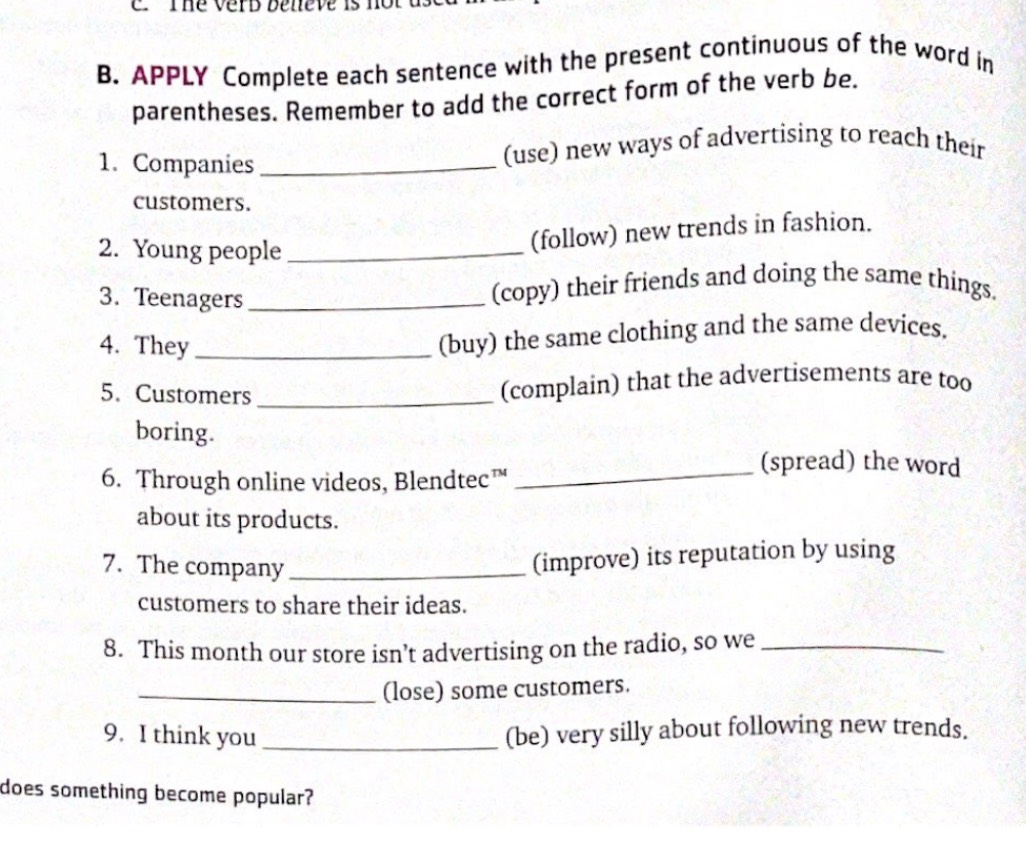 B APPLY Complete each sentence with the | StudyX