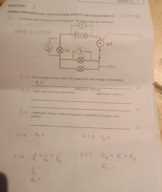 GRADE 9 QUESTION 3 SERIES AND PARALLEL | StudyX