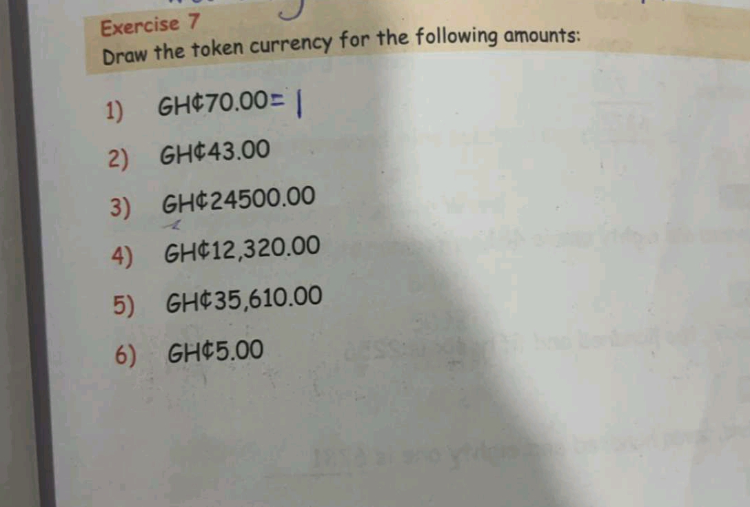 Exercise 7 Draw the token currency for the | StudyX