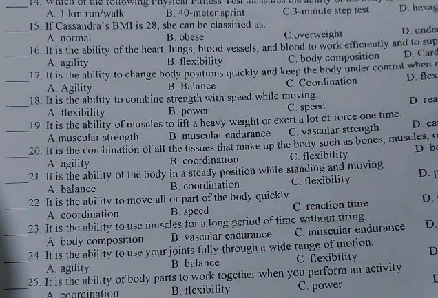 A 1 km run / walk B 40 -meter sprint | StudyX