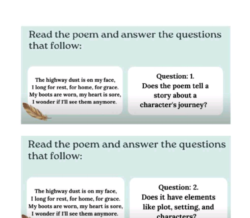 Read the poem and answer the questions that | StudyX