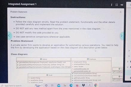 Integrated Assignment 1 Problem Statement | StudyX