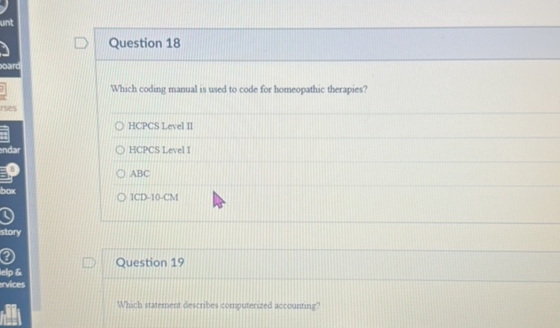 Question 18 Which coding manual is used to | StudyX
