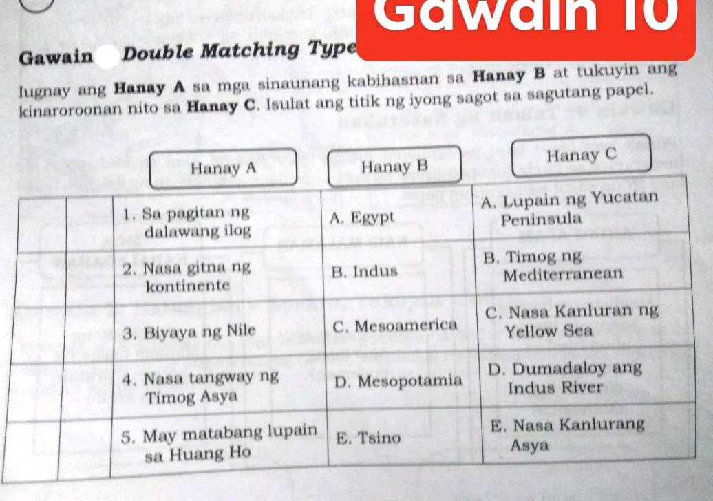 Gawain Double Matching Type Iugnay ang | StudyX
