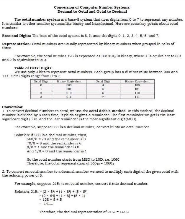 Conversion of Computer Nnmber Systems | StudyX
