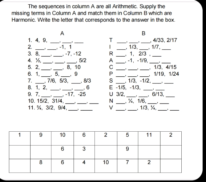 The sequences in column A are all | StudyX