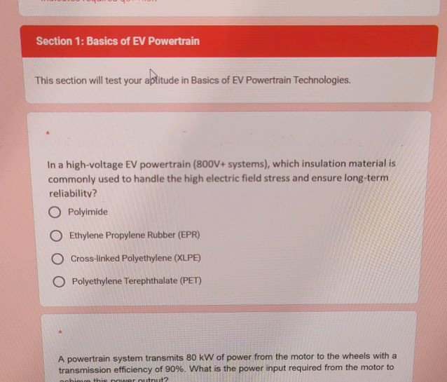 Section 1 Basics of EV Powertrain This | StudyX