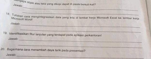 18 Tuliskan cara mengintegrasikan data yang ada di lembar kerja ...