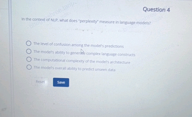 Question 4 In the context of NLP what does | StudyX