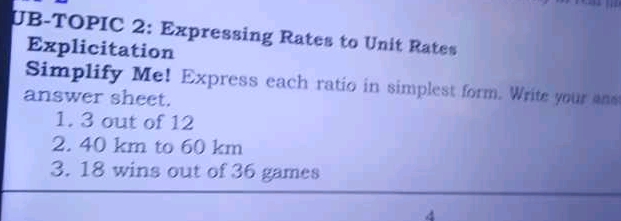 UB-TOPIC 2 Expressing Rates to Unit Rates | StudyX