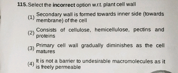 115 Select the incorrect option wrt plant | StudyX
