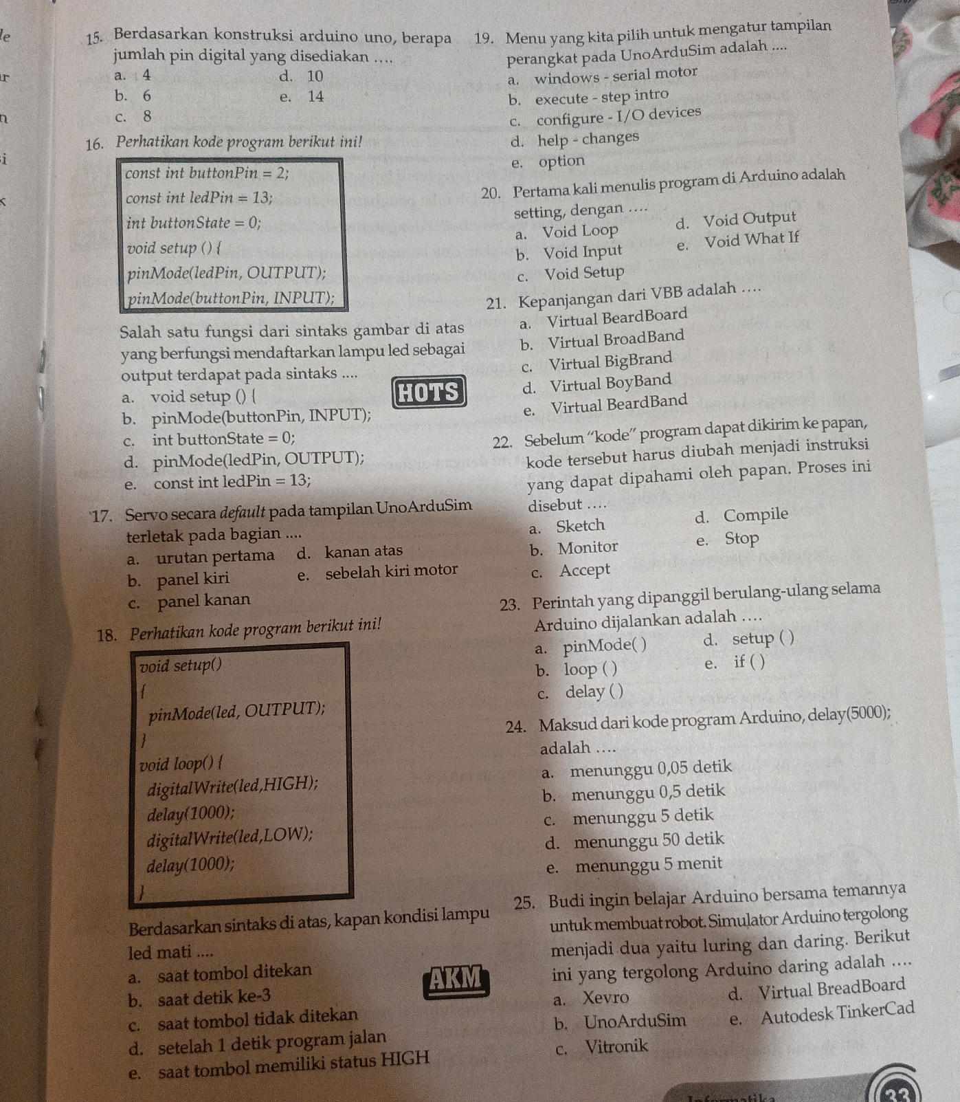 Perhatikan kode program berikut ini! ``` | StudyX