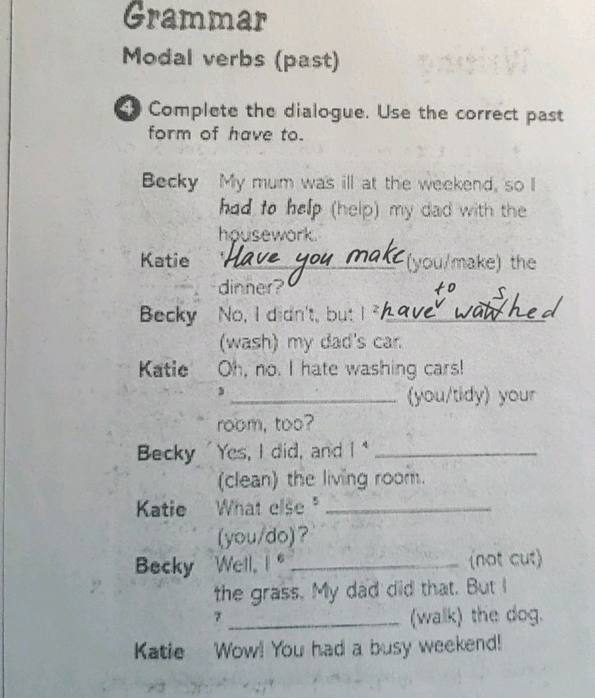 Complete the dialogue. Use the correct past | StudyX