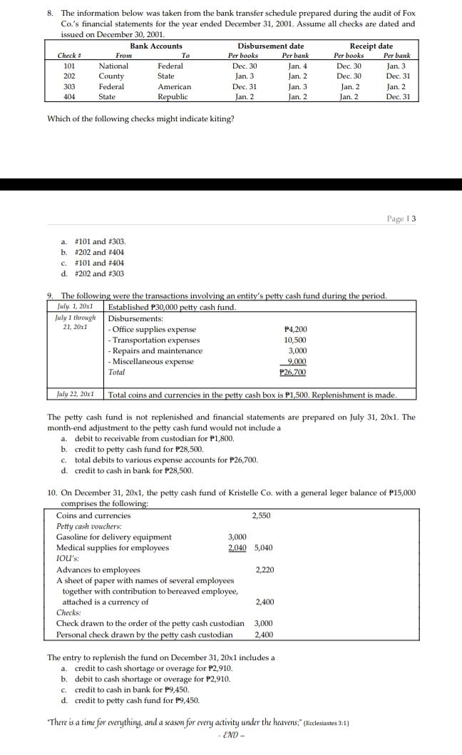 8. The information below was taken from the | StudyX