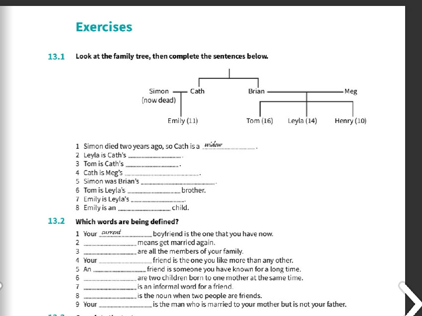 Look at the family tree, then complete the | StudyX