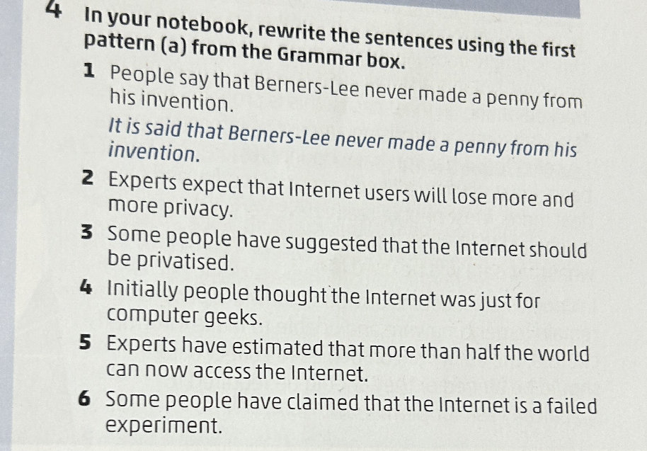 In your notebook, rewrite the sentences | StudyX