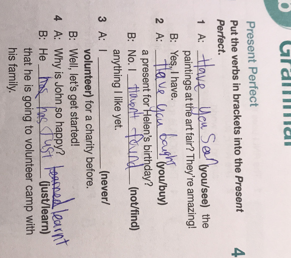 Put the verbs in brackets into the Present | StudyX
