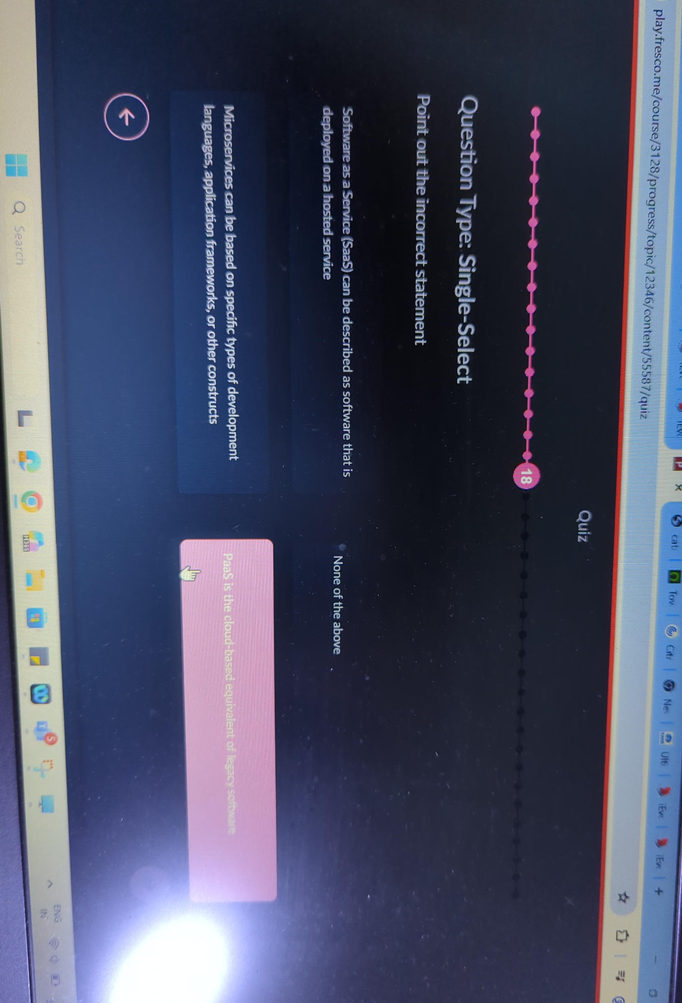 Point Out That Question Type: Single-Select Point out the