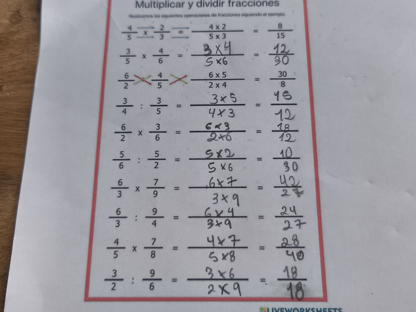 Realizamos las siguientes operaciones de | StudyX
