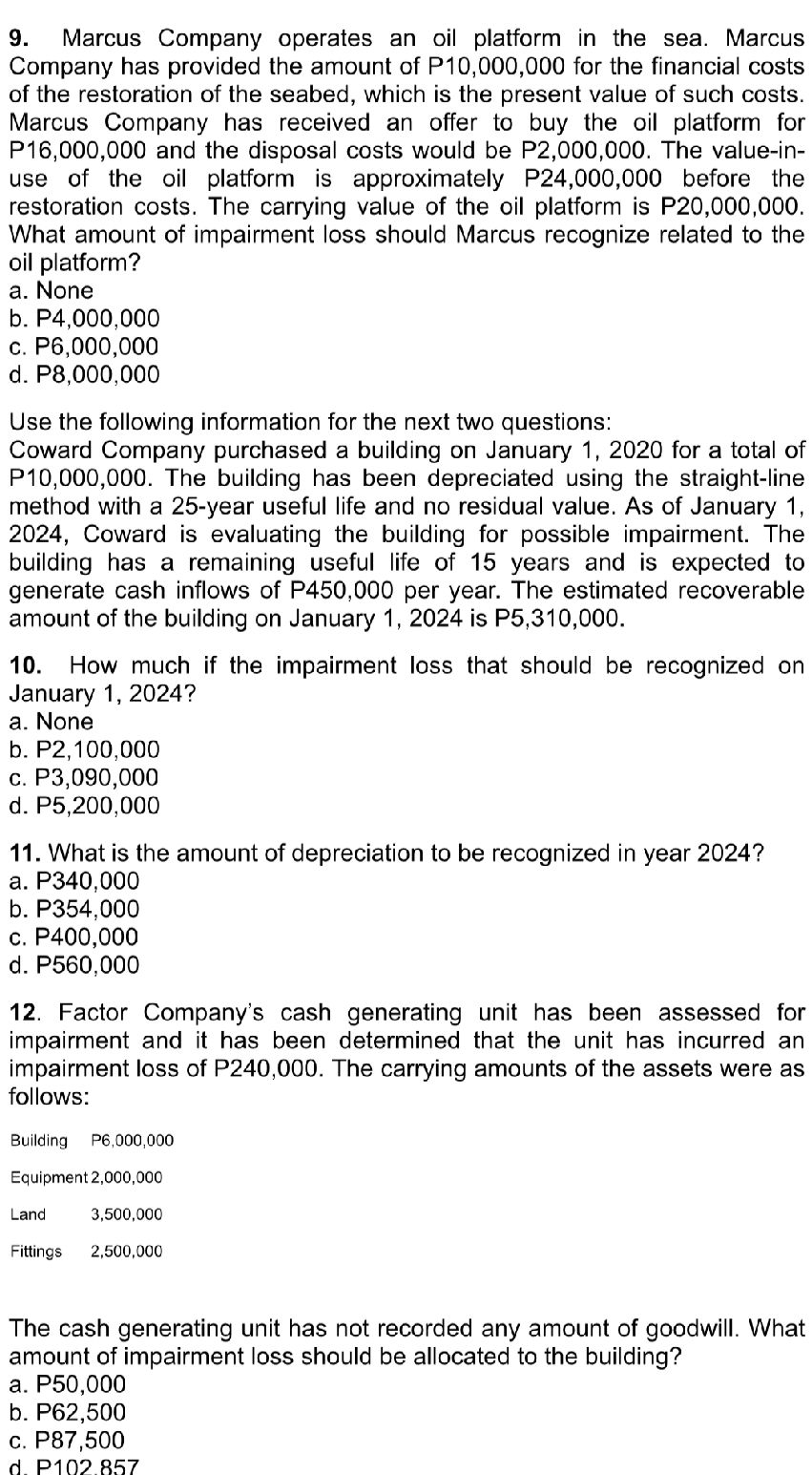 12. Factor Company's cash generating unit | StudyX