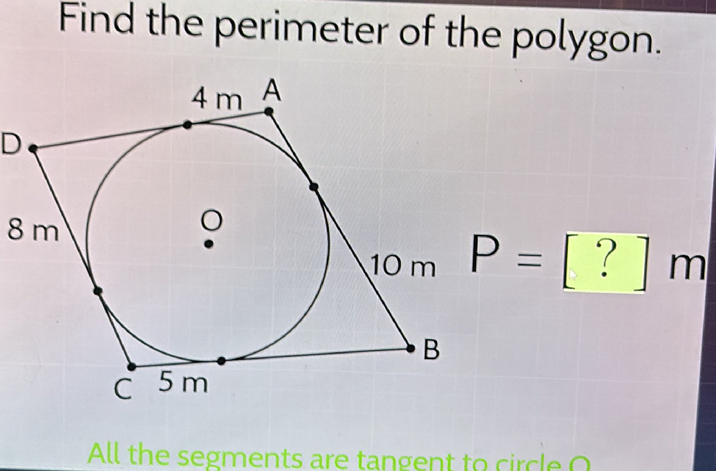 Find the perimeter of the polygon. $P = [?] | StudyX