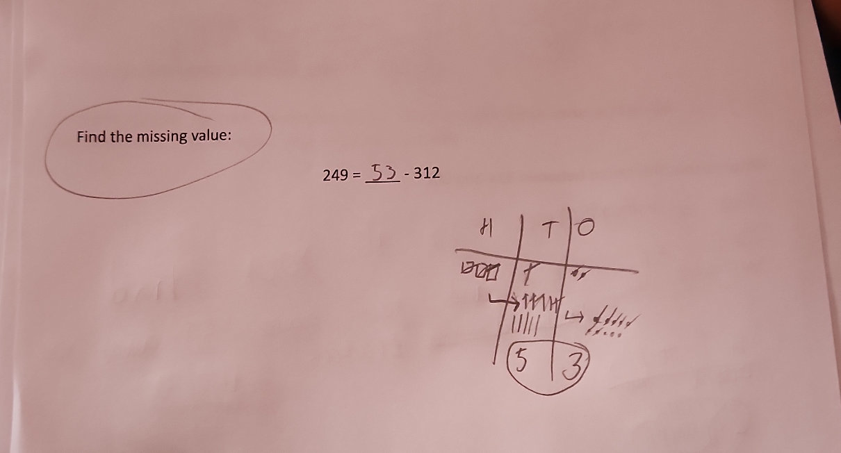 Find the missing value: $$249 = { {1cm}} - | StudyX