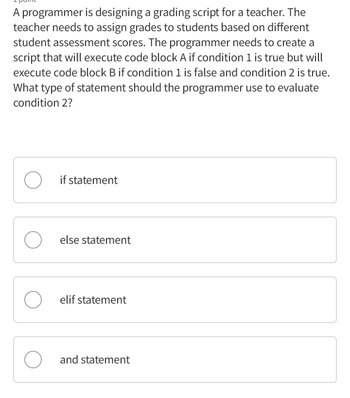 A programmer is designing a grading script