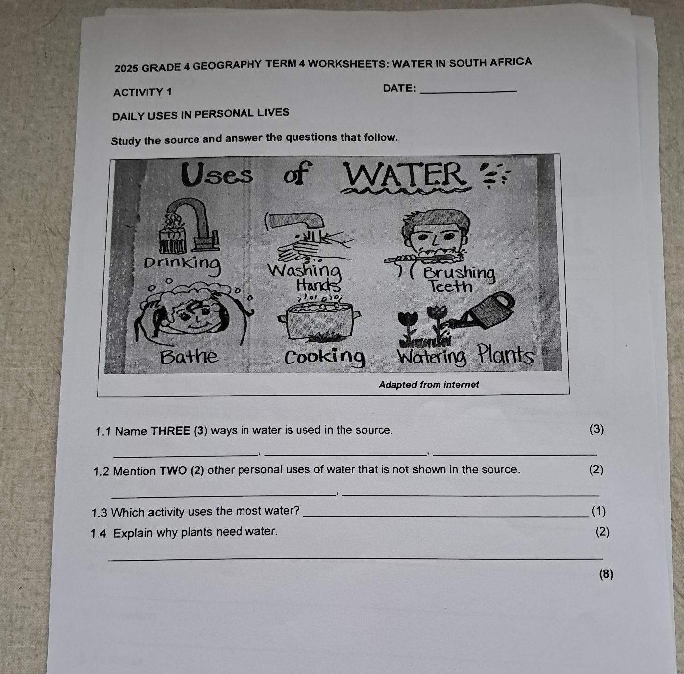 2025 GRADE 4 GEOGRAPHY TERM 4 WORKSHEETS: | StudyX