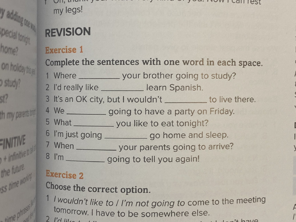 REVISION Exercise 1 Complete the sentences | StudyX