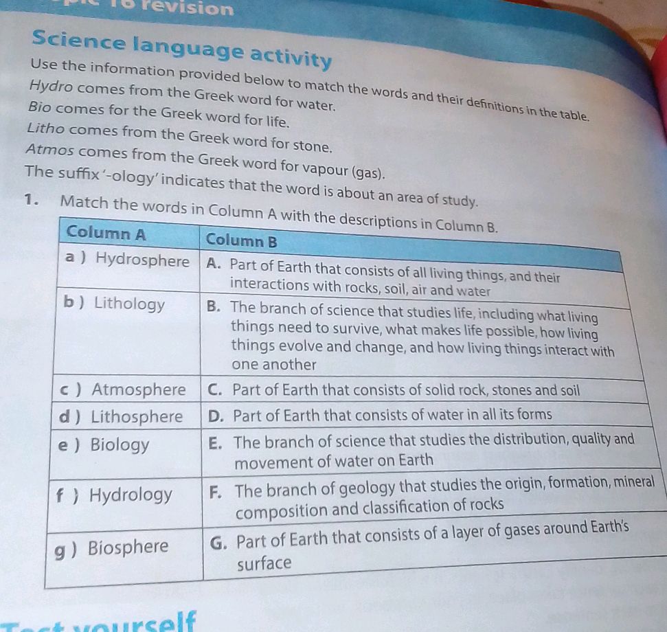 Match the words in Column A with the | StudyX