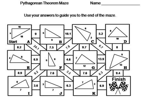 Pythagorean Theorem Maze Use your answers | StudyX