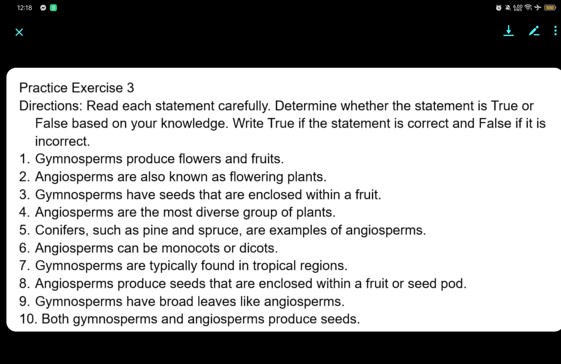 Directions: Read each statement carefully. | StudyX
