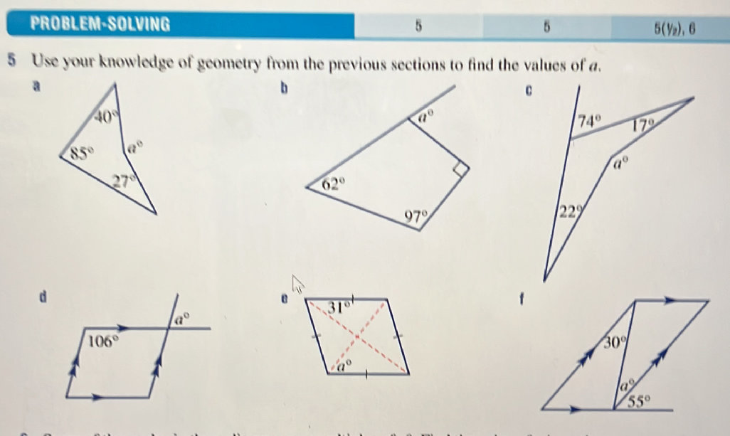Values Geometry 5 Use your knowledge of geometry from the | StudyX