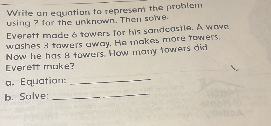 Write an equation to represent the problem | StudyX