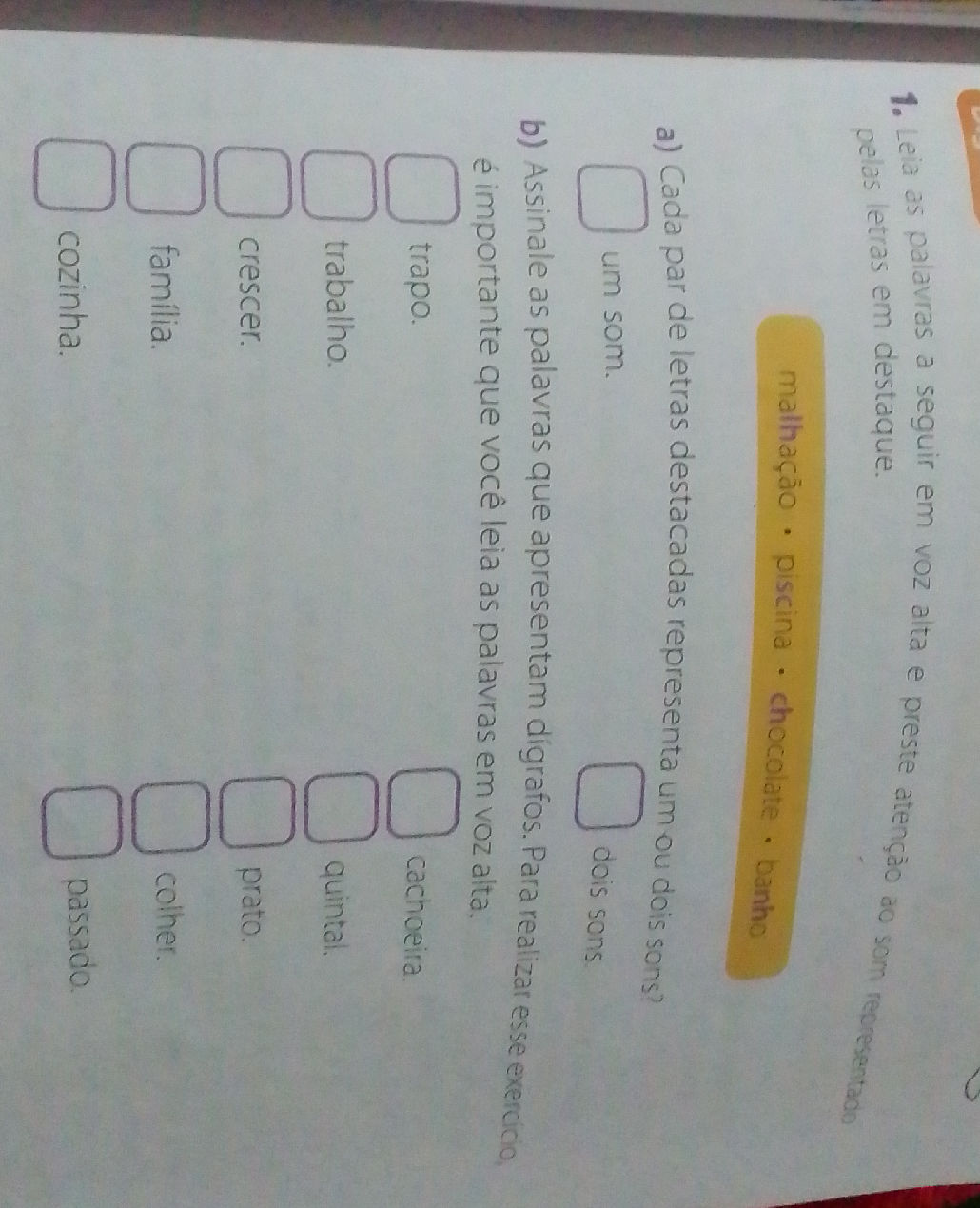 1. Leia as palavras a seguir em voz alta e | StudyX