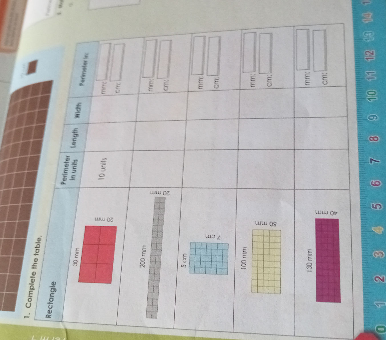 Math Rectangle Table Pictures 1. Complete the table. | Rectangle | | StudyX