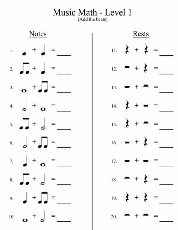 Music Math - Level 1 (Add the beats) Notes | StudyX