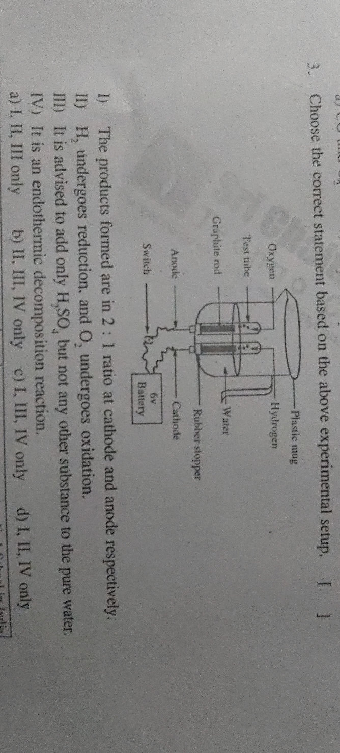 3. Choose the correct statement based on the | StudyX