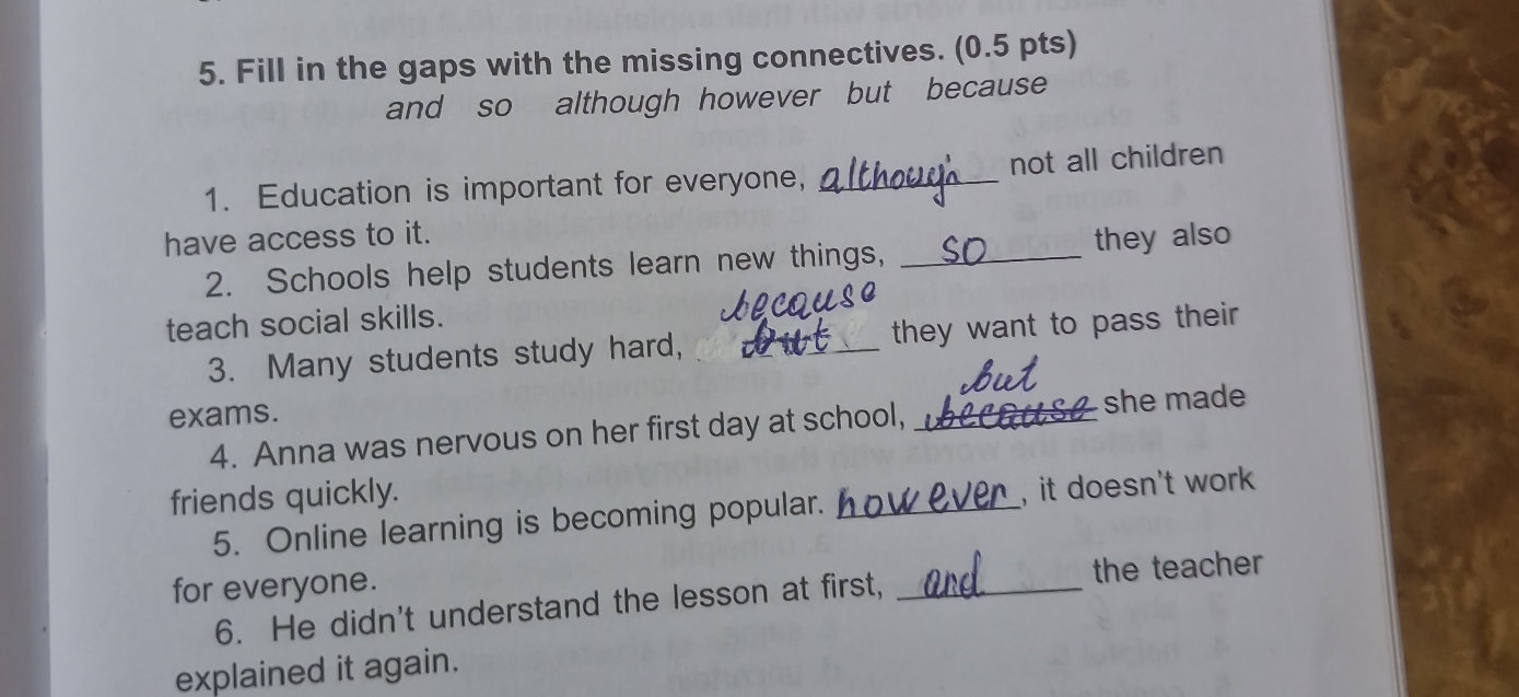 5. Fill in the gaps with the missing | StudyX