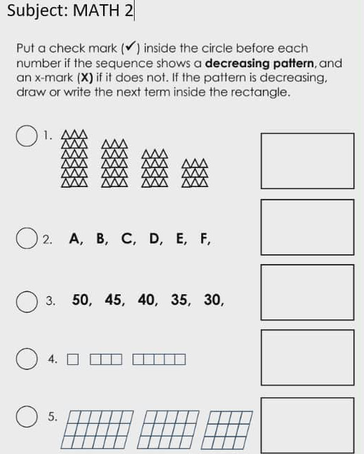 Subject: MATH 2 Put a check mark ( ) inside | StudyX