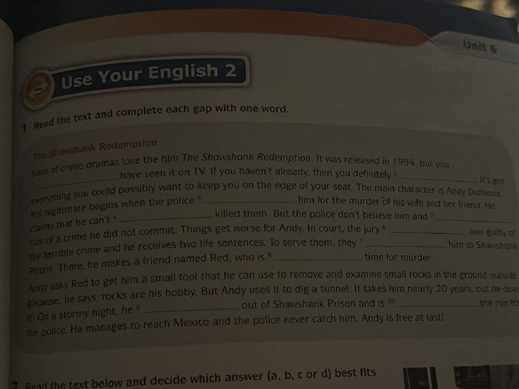 Use Your English 2 1 Read the text and | StudyX
