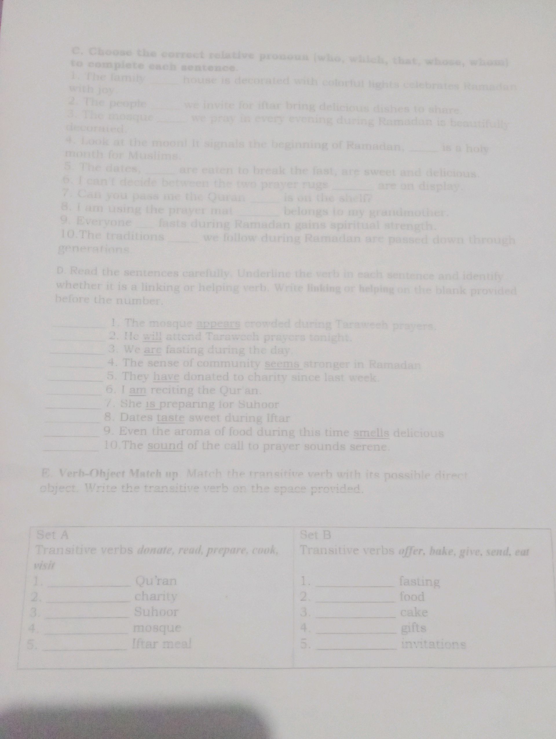 C. Choose the correct relative pronoun (who, | StudyX