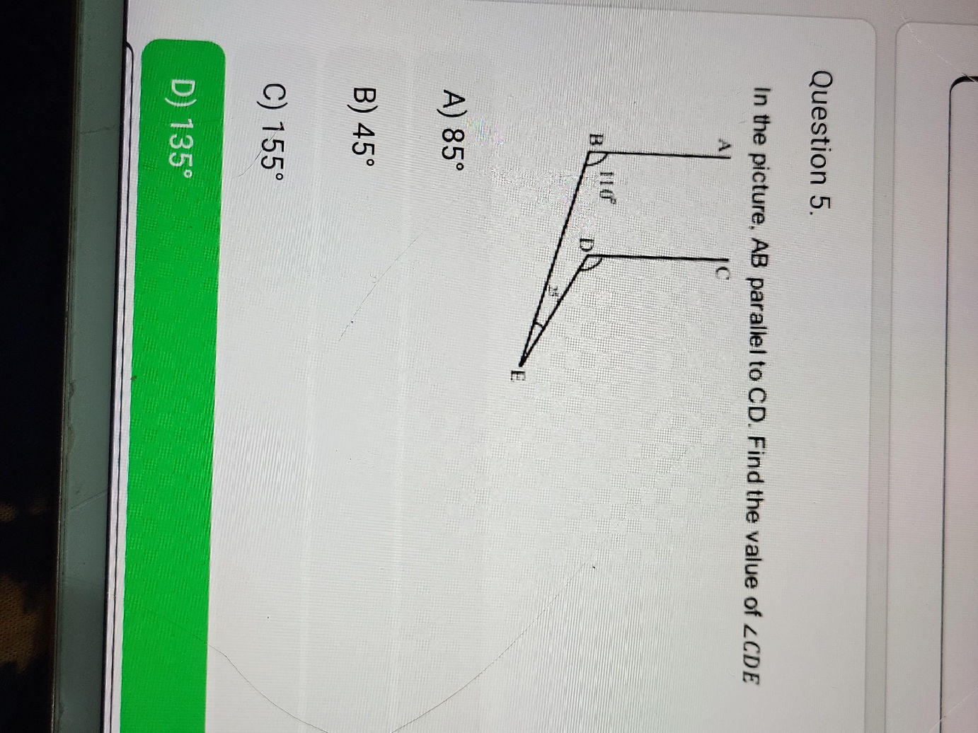 Question 5. In the picture, AB parallel to | StudyX