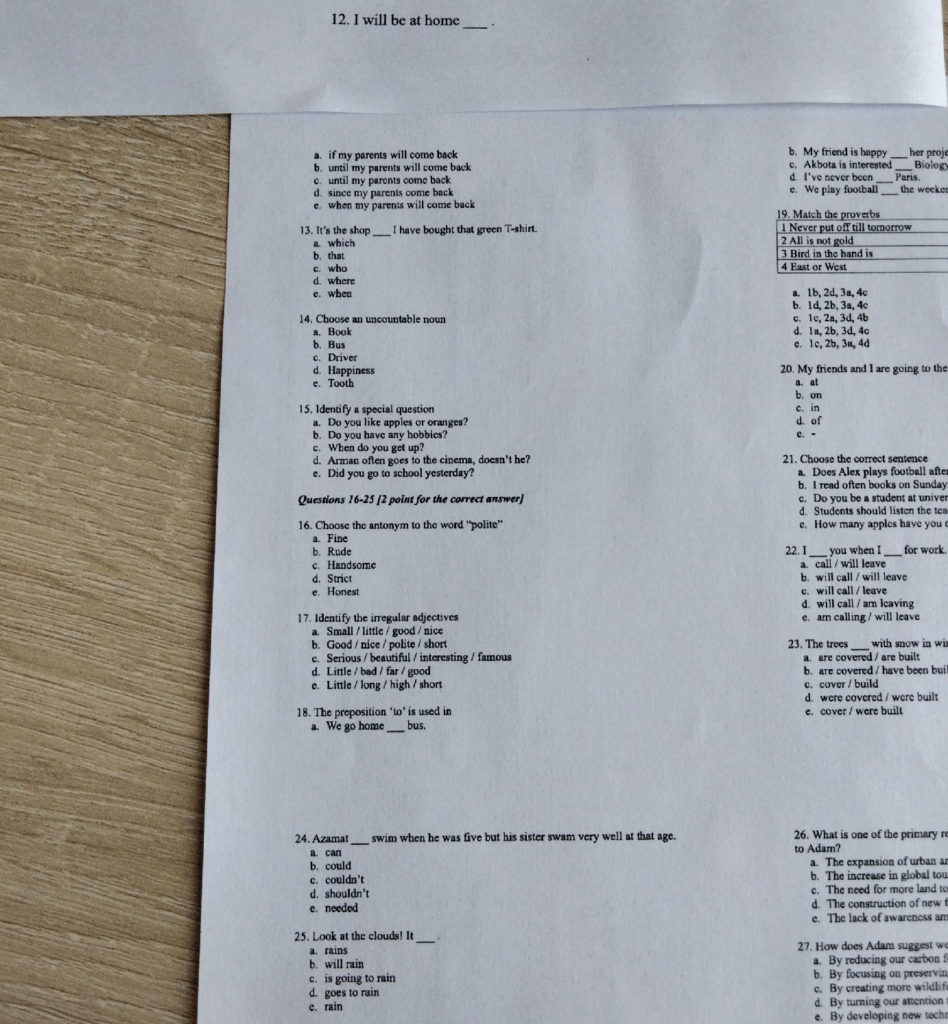 b. My friend is happy ____ her proje c. | StudyX