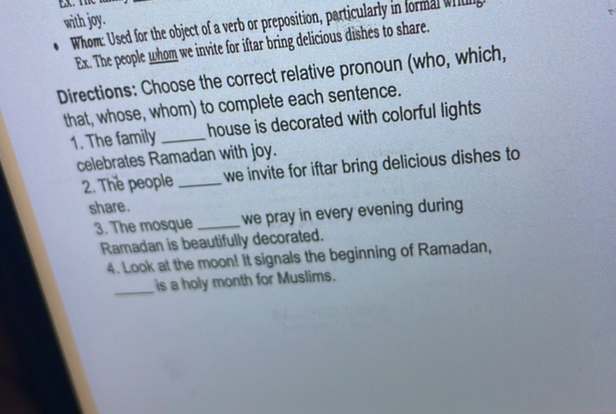 Directions: Choose the correct relative | StudyX