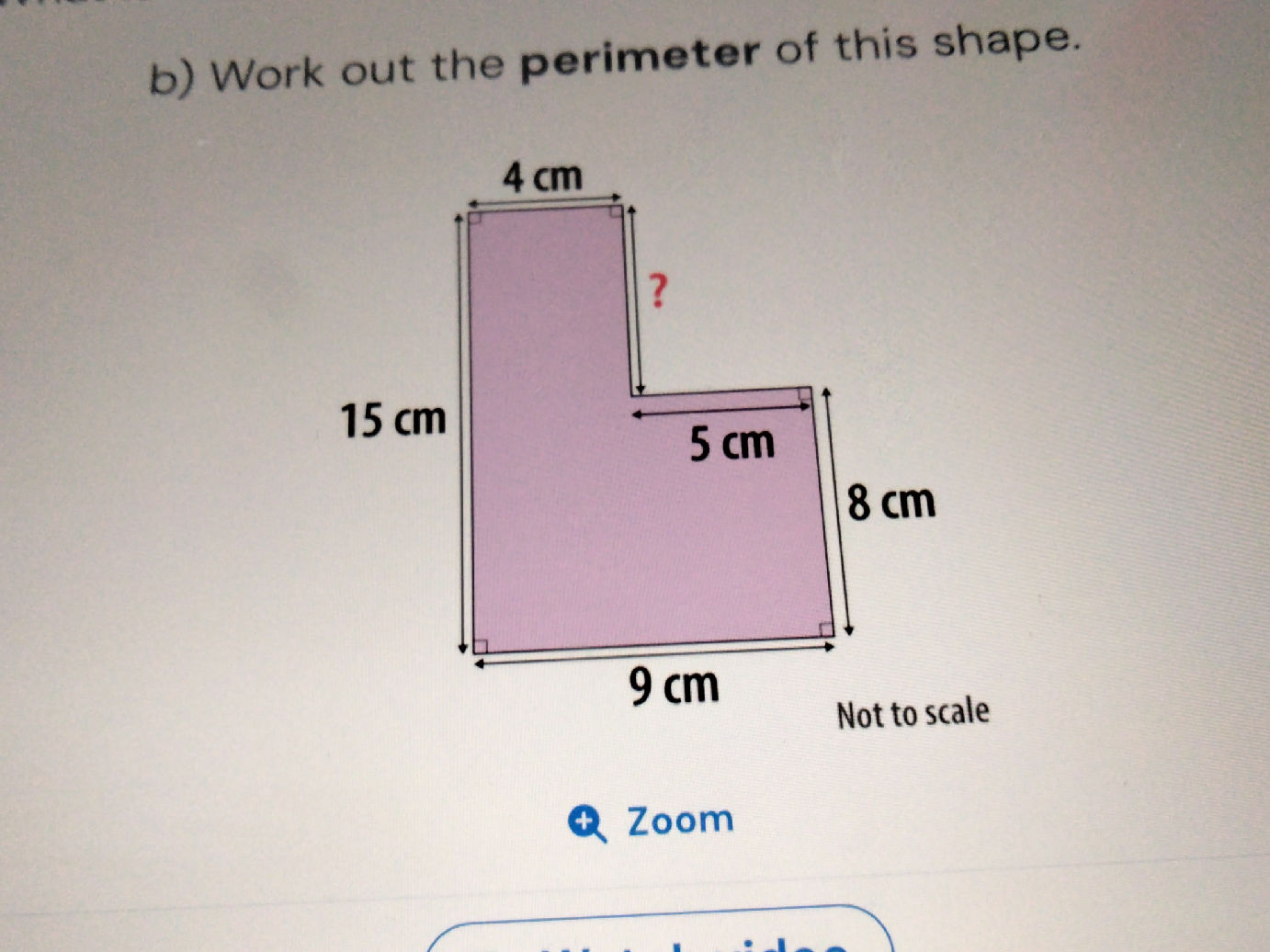 Math Homework Perimeter Shape b) Work out the perimeter of this shape. 4 | StudyX