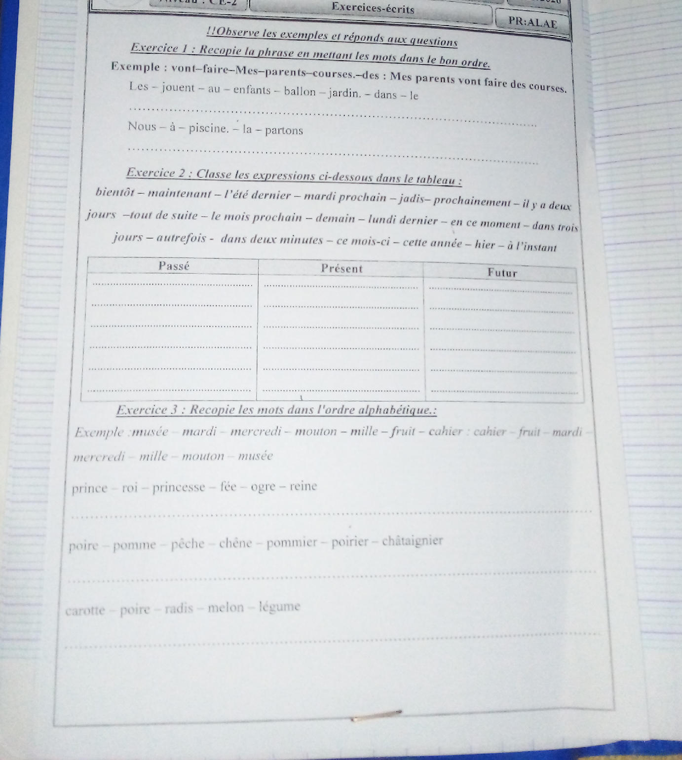Exercice 1: Recopie la phrase en mettant les | StudyX